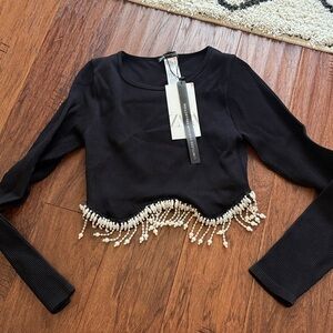 Zara Black Ribbed Top